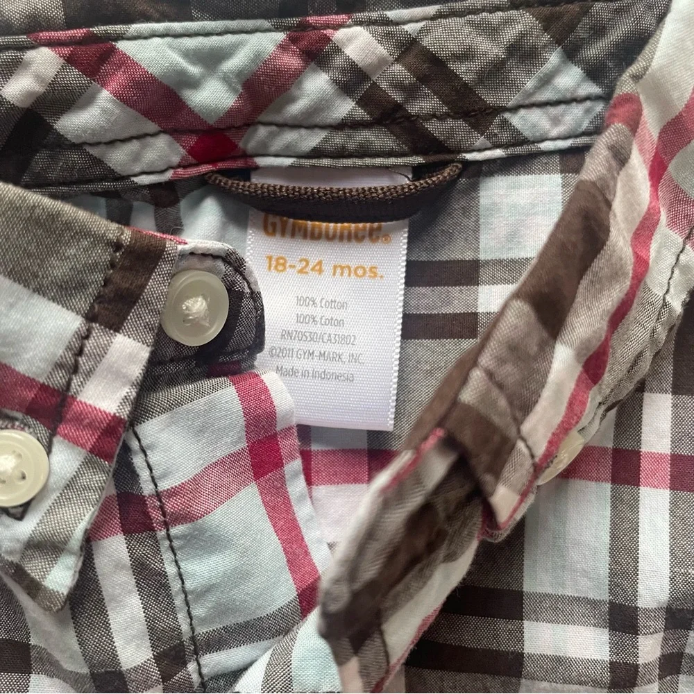 Gymboree Rescue Team Butto Pocket Plaid Shirt Size  18-24 months